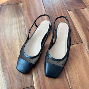 J. Crew Anya slingback flats with Swiss-dot